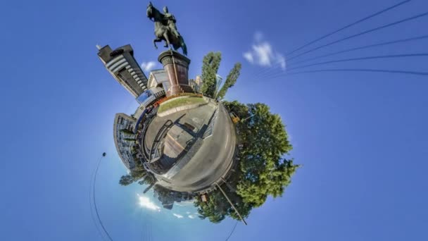 Little Tiny Planet 360 Degree. Shchors. Monument. — Stock Video