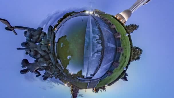 Маленька крихітний планети 360 Degree.memorial Батьківщини — стокове відео