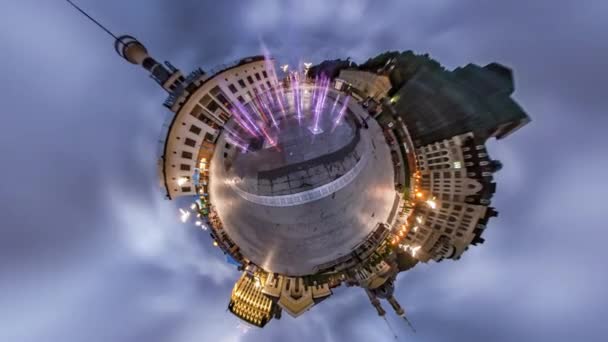 Little Tiny Planet 360 stopni. Plac pocztowy. — Wideo stockowe