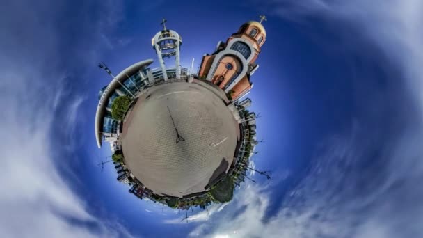 Pequeno Planeta Pequeno 360 graus. Estação de Kiev — Vídeo de Stock