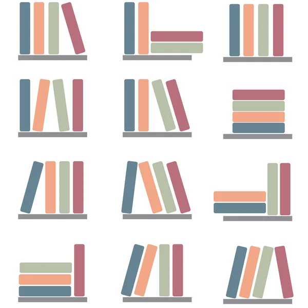 Libros en los estantes. Vector — Vector de stock