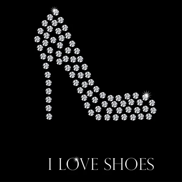 siyah bir arka plan üzerinde siluet ayakkabı elmas .