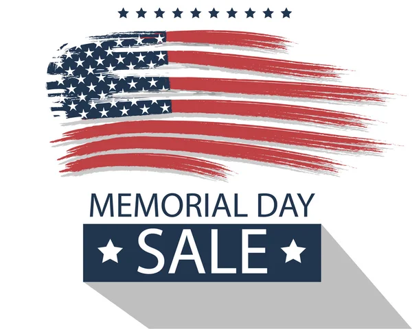 Venta de Memorial Day. Bandera americana. Vector — Vector de stock