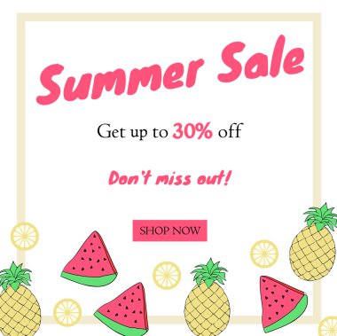  Yaz indirimi. Meyveli pankart .