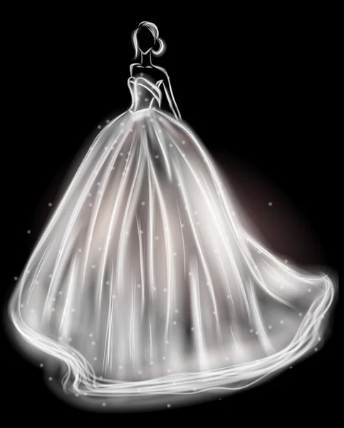 輝くウェディング ドレス。ネオン。ベクトル — ストックベクタ