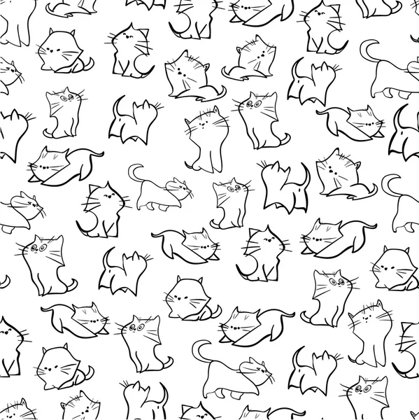 Komik elle çizilmiş kedi ile Seamless Modeli.