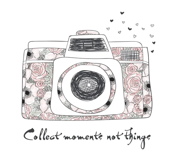 Vektör çizim retro fotoğraf kamera ve tipografi ifade 