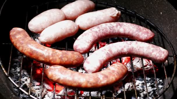 Grilled sausages  time lapse — Stock Video