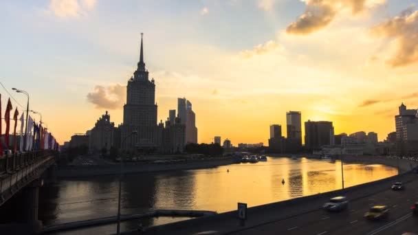 Vista del río Moscú al atardecer lapso de tiempo — Vídeo de stock