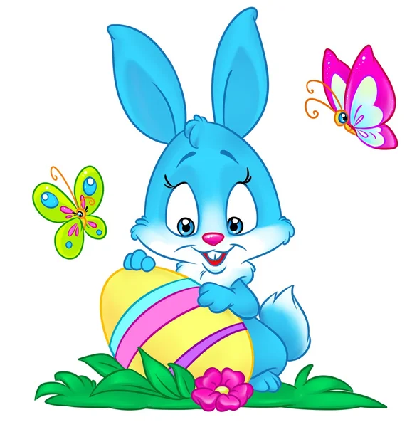 Niebieski Bunny Wielkanoc wakacje jajko karta — Zdjęcie stockowe