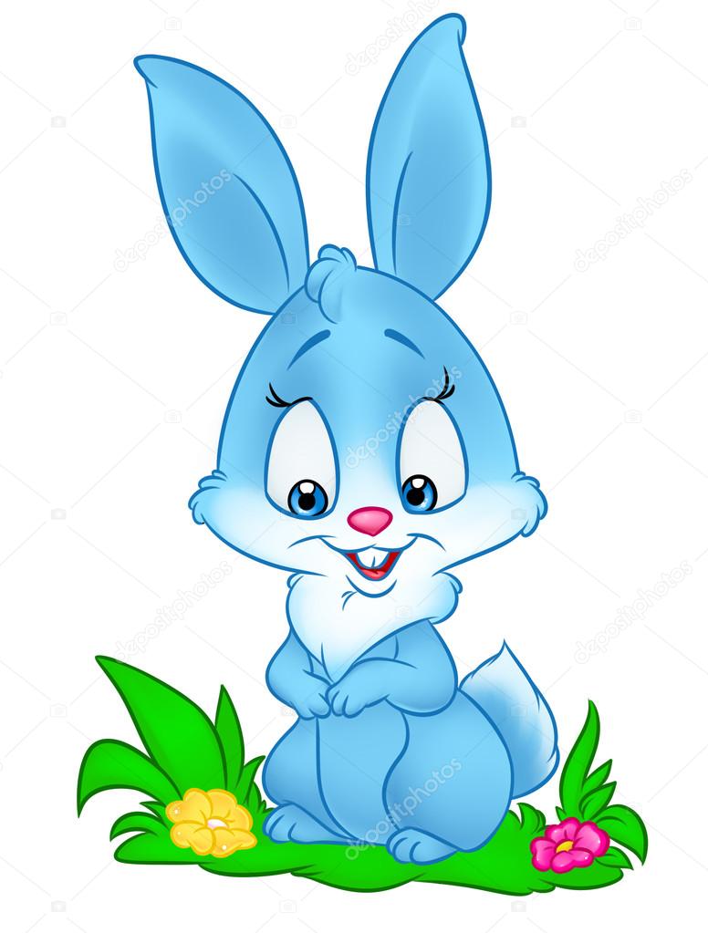 Blue Bunny cartoon illustration Stock Photo by ©Efengai 105548742