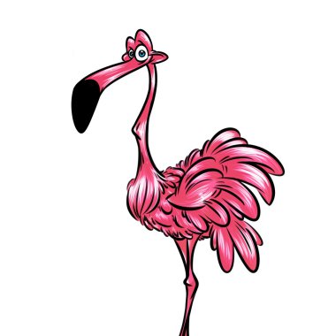 Pembe flamingo kuş çizgi film