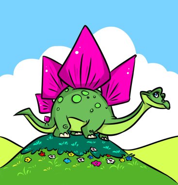 Dinozor Stegosaurus doğa çizgi film