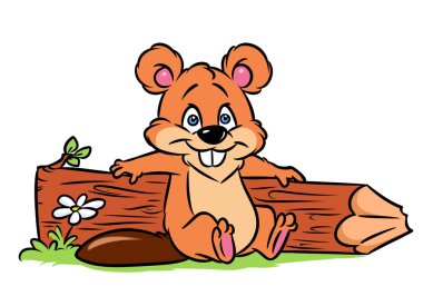 Kunduz dinlenme poz ağaç çizgi film