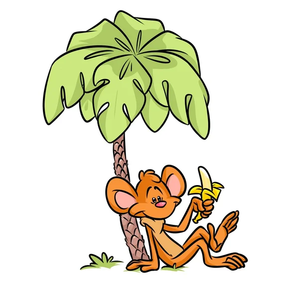 猴子香蕉棕榈卡通 — 图库照片