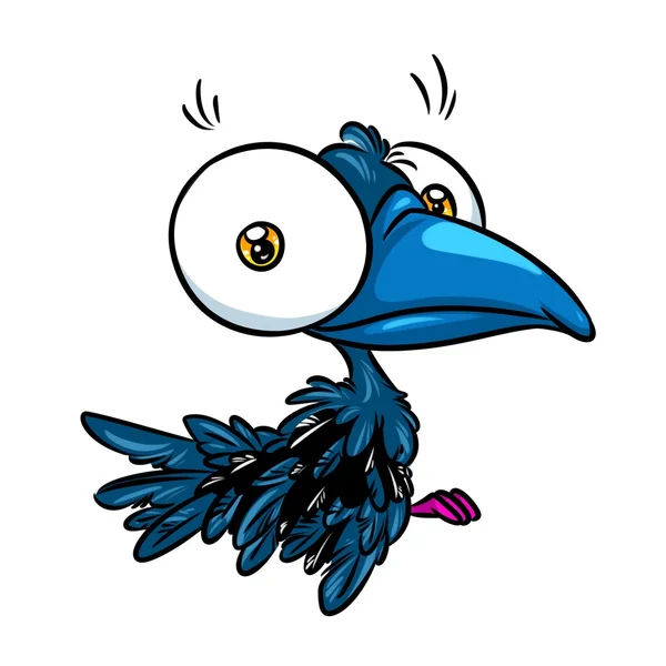 Karikatuur vogel kraai grote ogen cartoon — Stockfoto