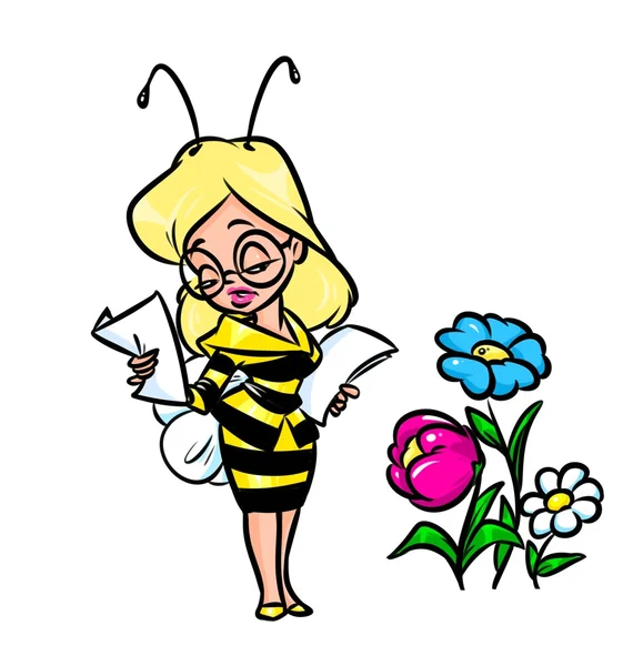 Meisje bee cartoon — Stockfoto