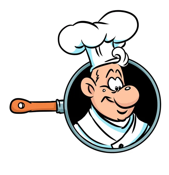 Cook έμβλημα τηγάνι κινουμένων σχεδίων — Φωτογραφία Αρχείου