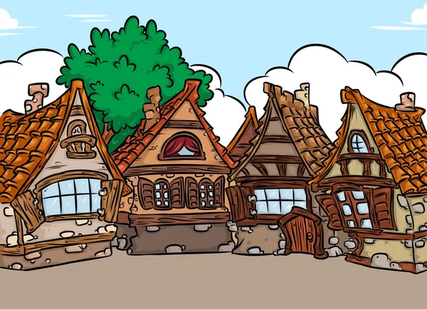 Architektura tle średniowiecznej dom kreskówka — Zdjęcie stockowe