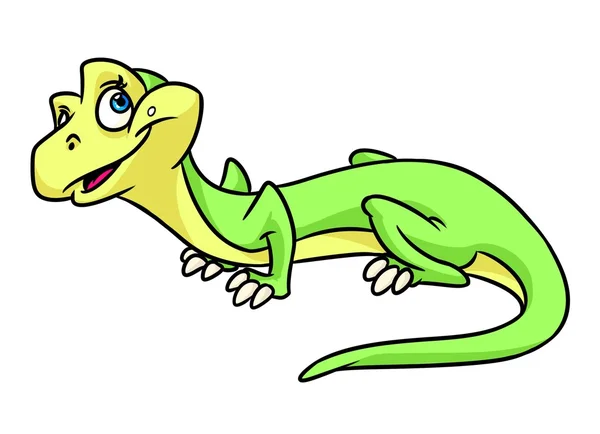 Dibujos animados de lagarto divertido verde — Foto de Stock