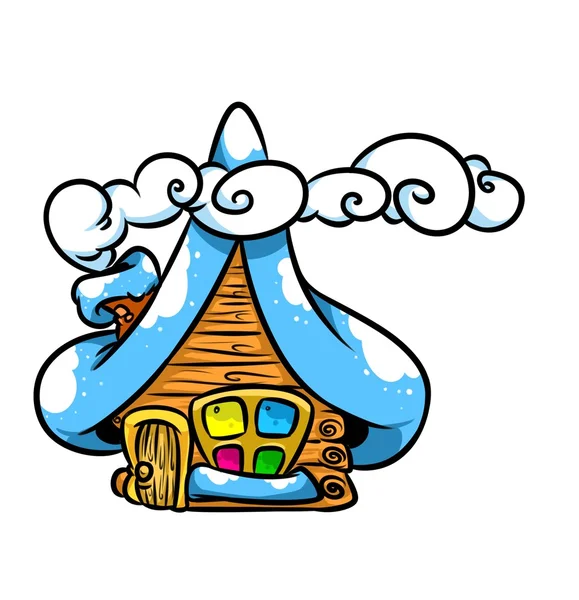 Zima Boże Narodzenie domu małą chatę kreskówka — Zdjęcie stockowe