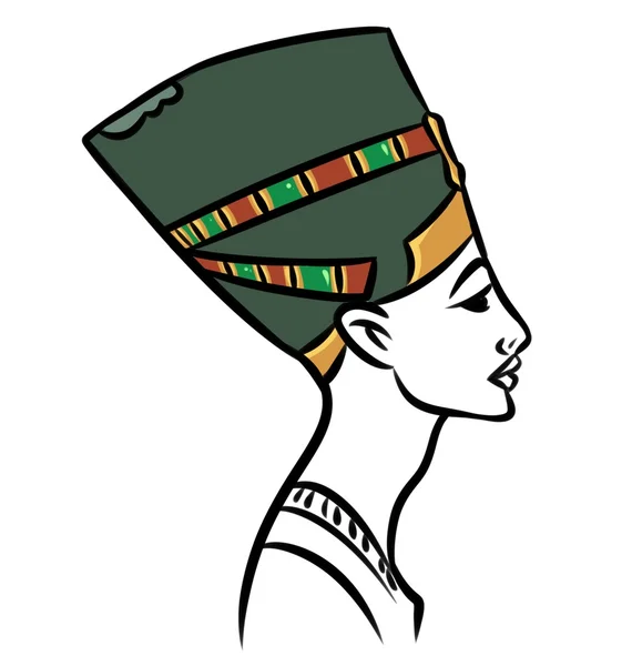 Desenhos animados de contorno de retrato de Nefertiti — Fotografia de Stock