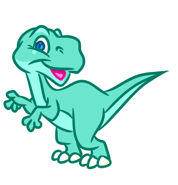 Malý zelený dinosaur kreslený — Stock fotografie