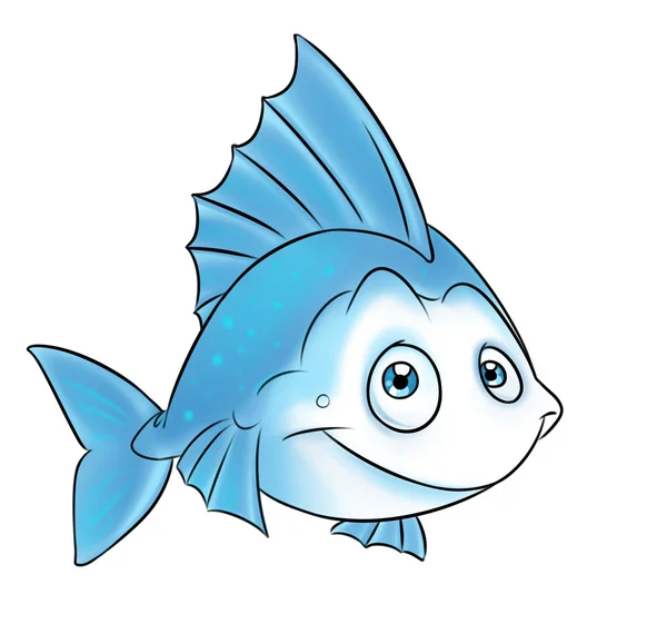 Poisson bleu dessin animé — Photo