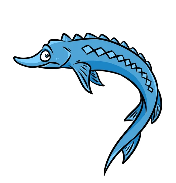 Blue sturgeon fish cartoon illustration isolated image animal character.