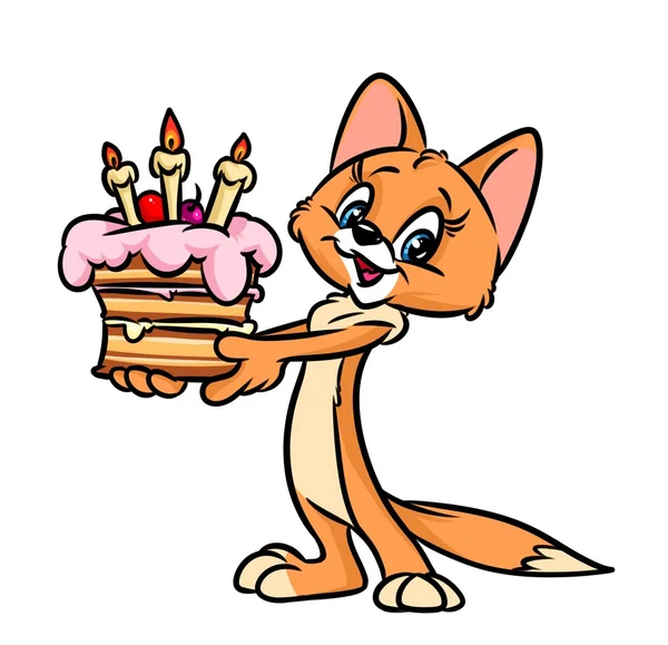 Pastel gato cumpleaños dibujos animados — Foto de Stock
