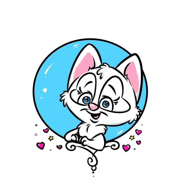 귀여운 고양이 화이트 만화 — 스톡 사진