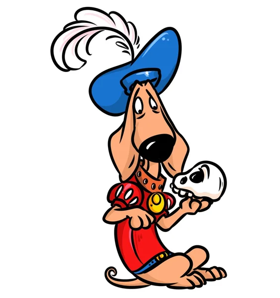 Dog Dachshund Shakespeare Hamlet cartoon — Stock Photo, Image