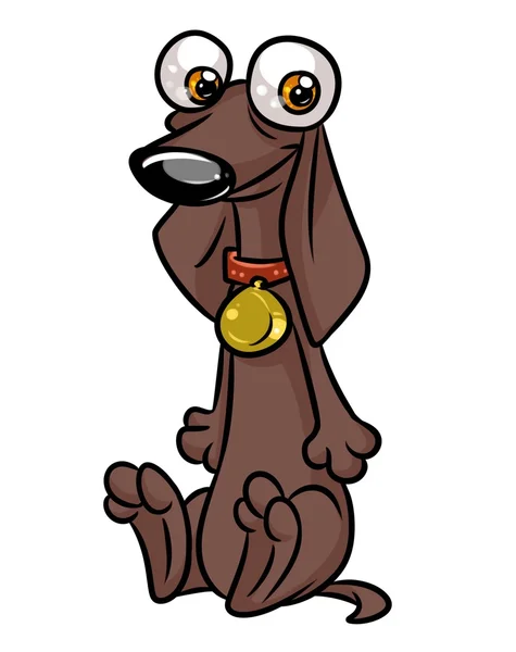 Cão dachshund grandes olhos desenhos animados — Fotografia de Stock
