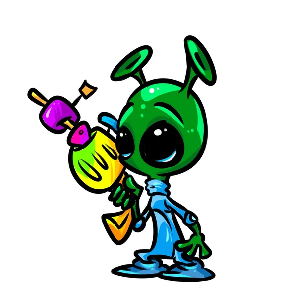 Alien blaster dessin animé — Photo