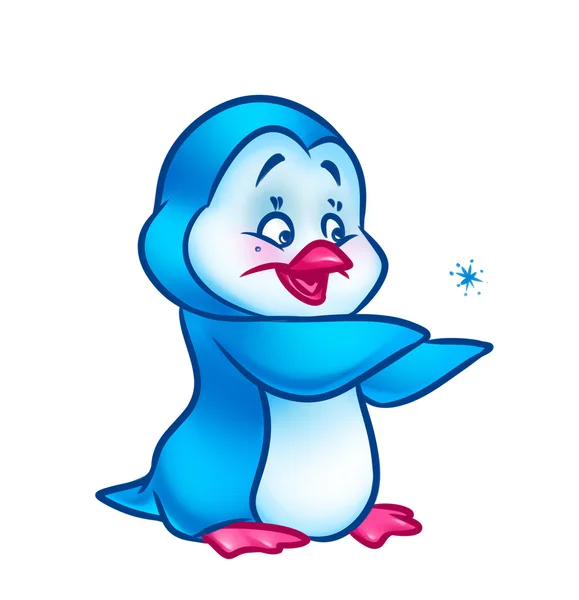 Pingouin joie flocon de neige dessin animé — Photo