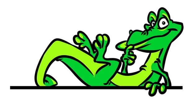 Green lizard cartoon — Stock Photo, Image