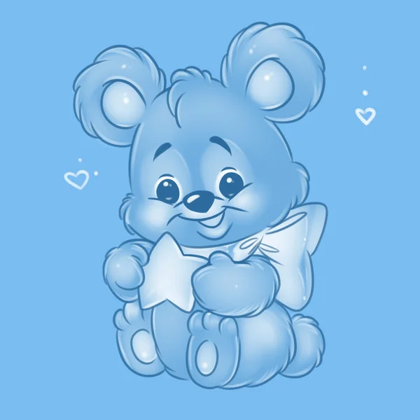 Blauwe teddy-beer baby cartoon — Stockfoto