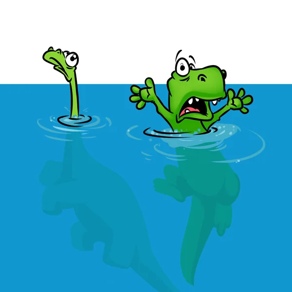 Dinosaurie utrotning version översvämning cartoon — Stockfoto