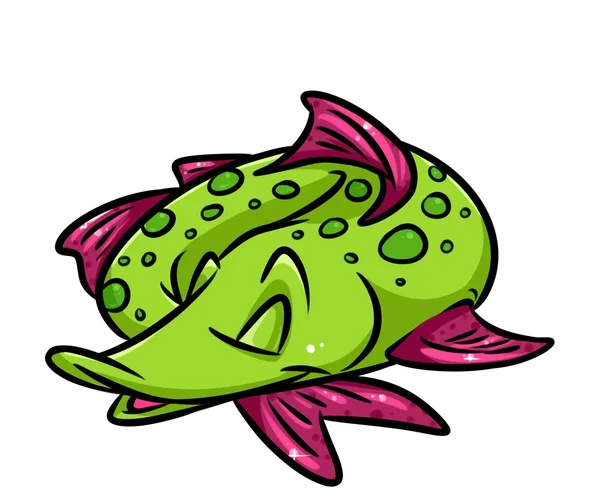 Fish pike sleeps cartoon — Stock Photo, Image