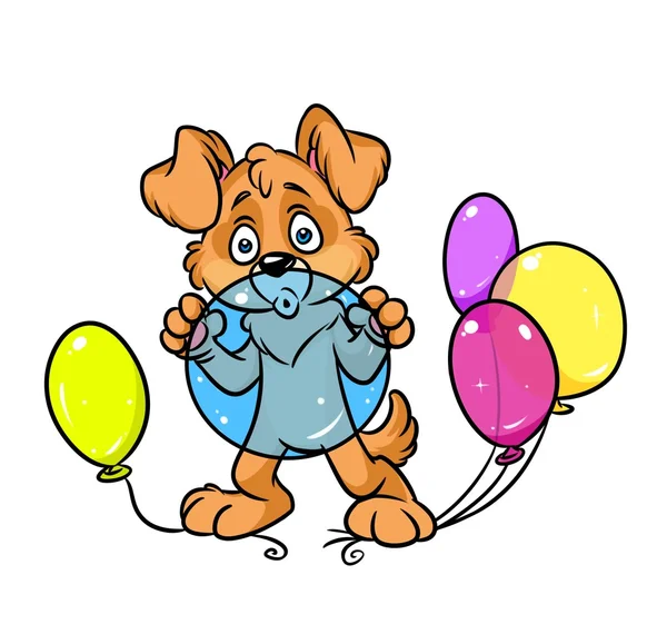 Dog holiday inflates balloons cartoon