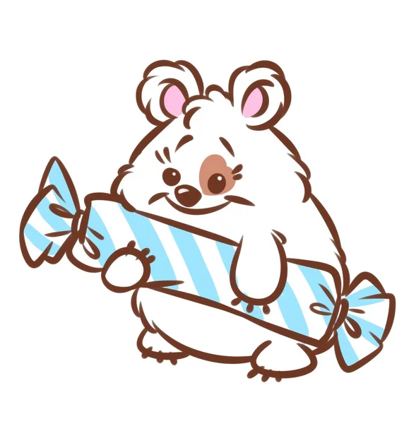 Little hamster candy cartoon — Stock Photo, Image