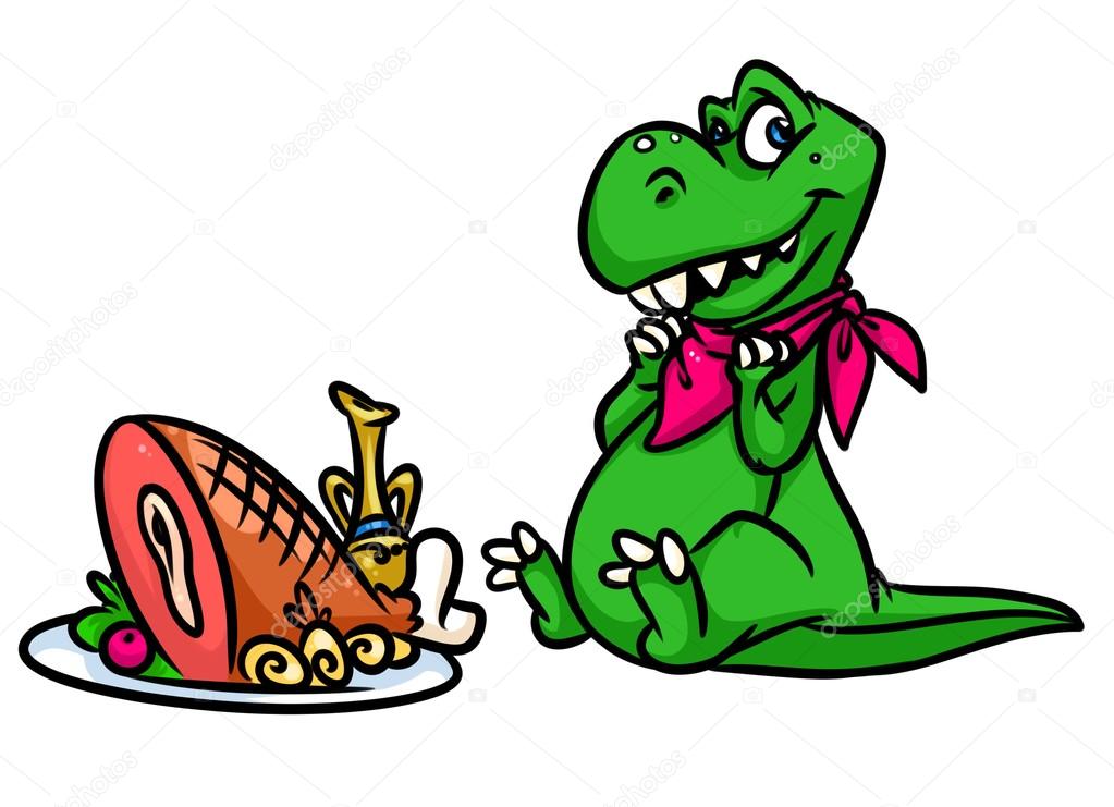 Dinosaur eats meat cartoon Stock Photo by ©Efengai 105555614