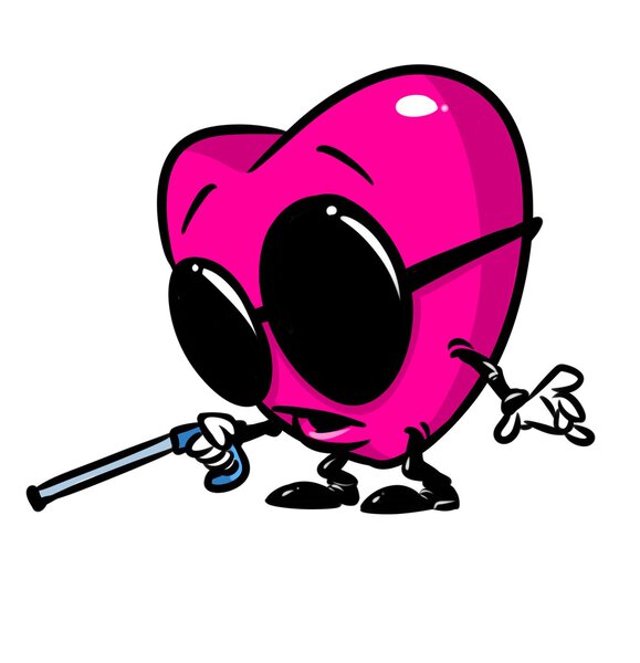 Love heart blind metaphor cartoon