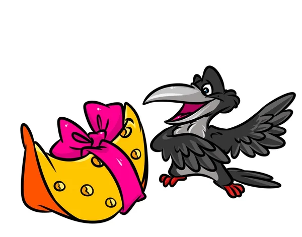 Desenhos animados de fábula de corvo e queijo — Fotografia de Stock