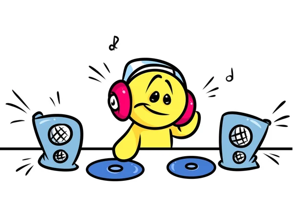 Smiley personnage DJ musique bande dessinée — Photo