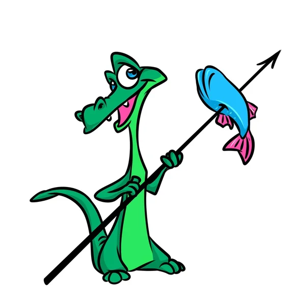 Krokodilfisch-Jäger-Karikatur — Stockfoto