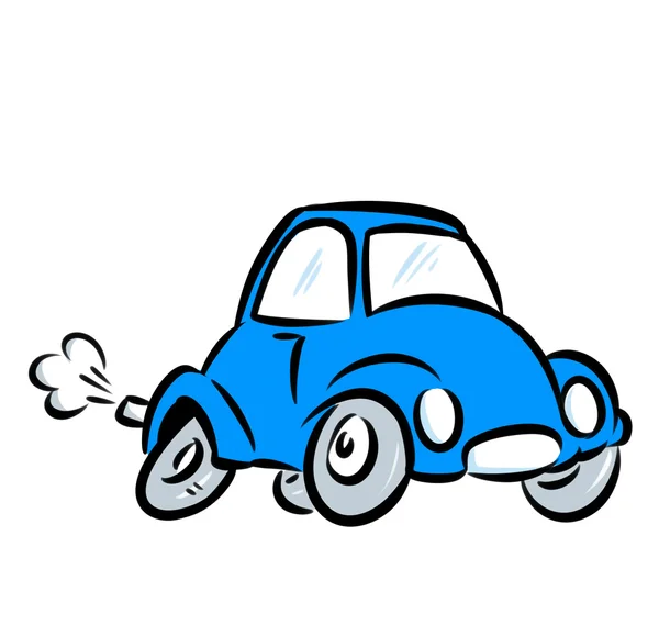Niebieski samochód ilustracja kreskówka szybka jazda — Zdjęcie stockowe