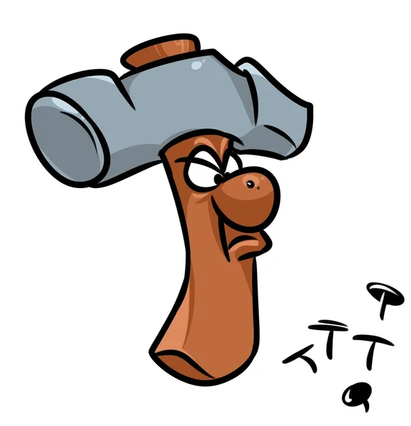 Hammare verktyg spik cartoon — Stockfoto