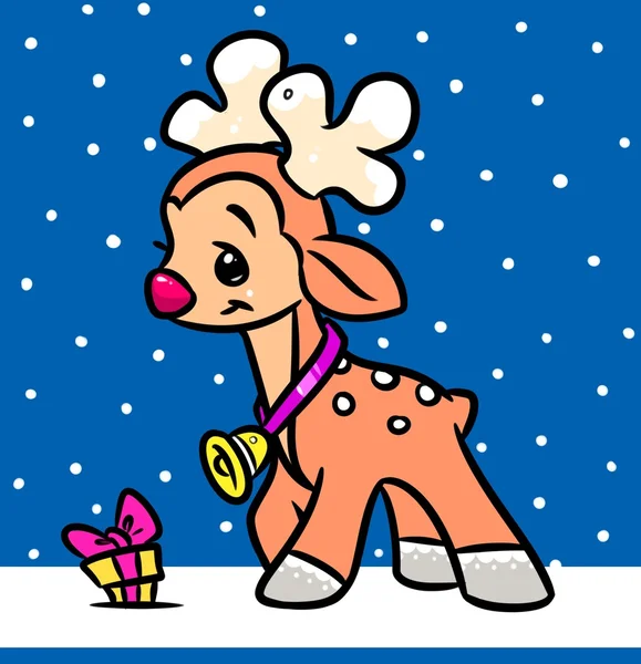 Natal cervo mini presentes desenhos animados — Fotografia de Stock