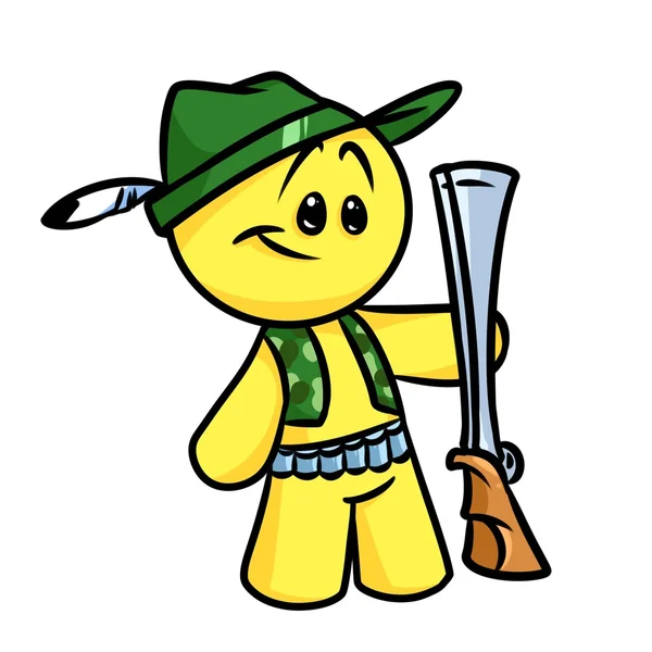 Smiley personaje cazador pistola de dibujos animados — Foto de Stock